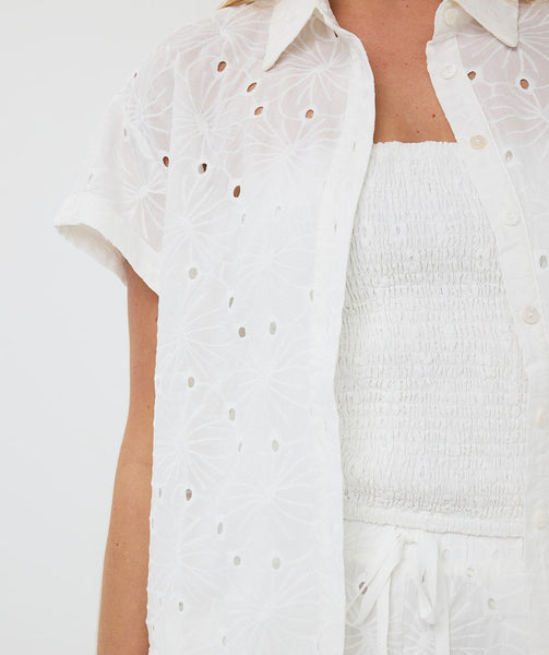 09221 Flower Embroidery Shirt