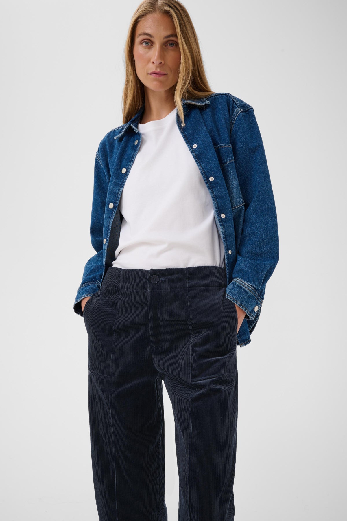 NettaPW Corduroy Trousers in Dark Navy