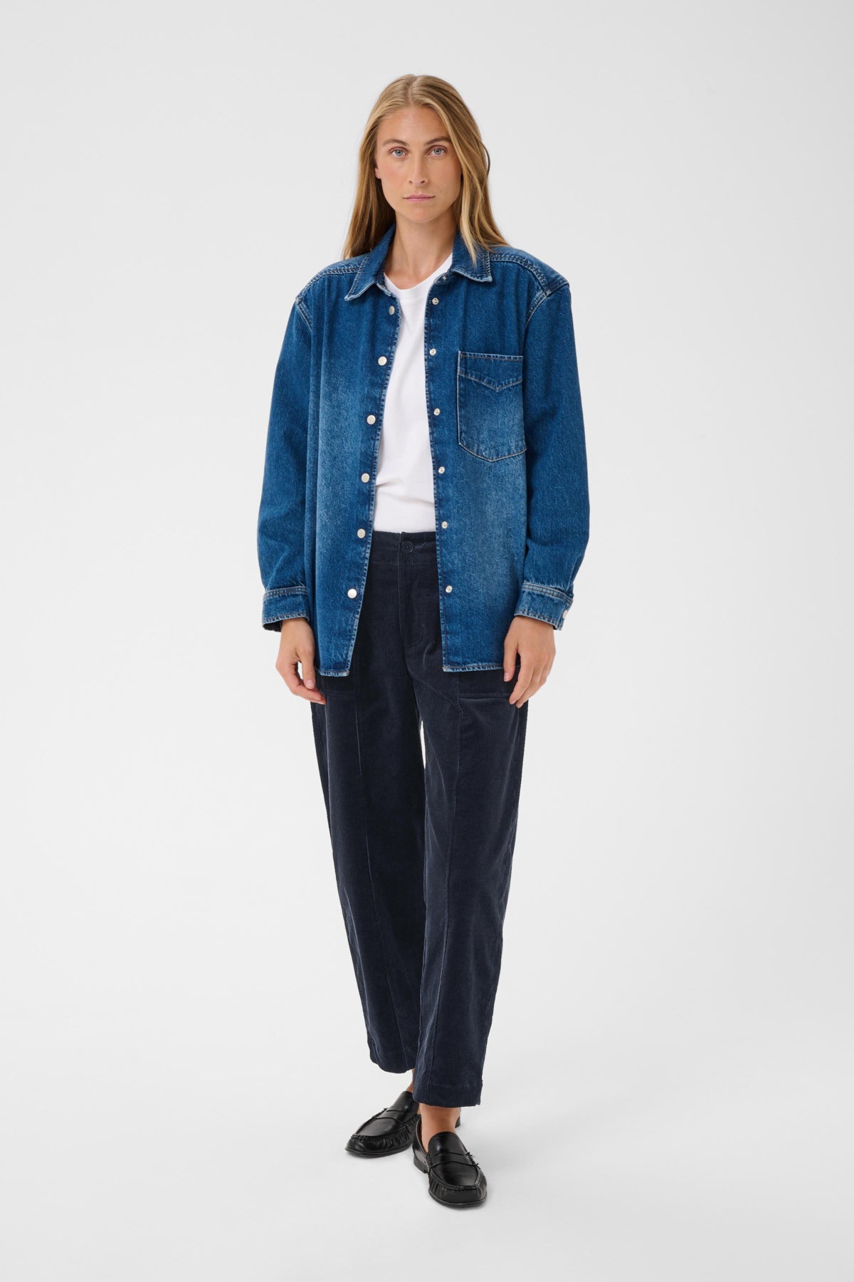 NettaPW Corduroy Trousers in Dark Navy