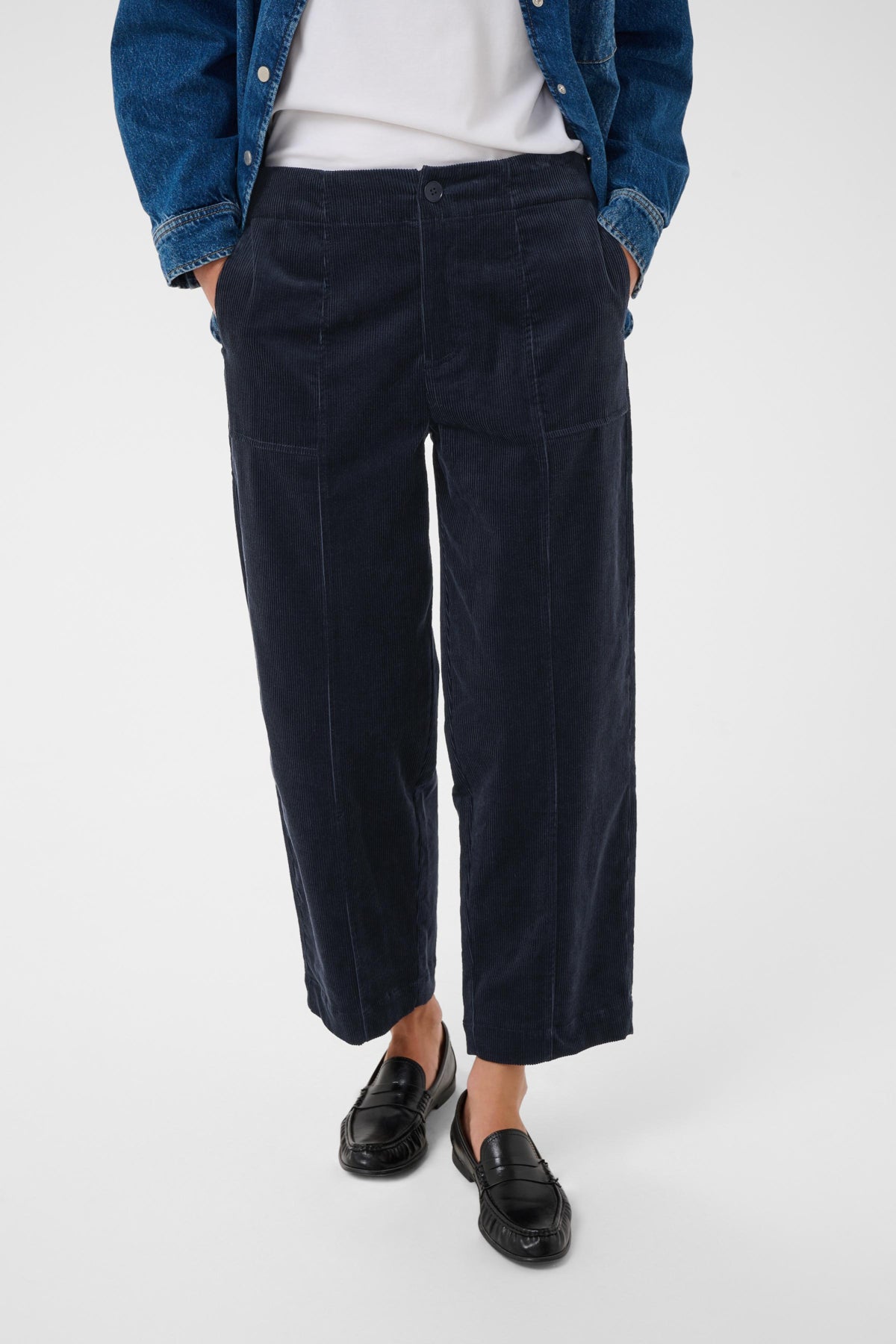 NettaPW Corduroy Trousers in Dark Navy