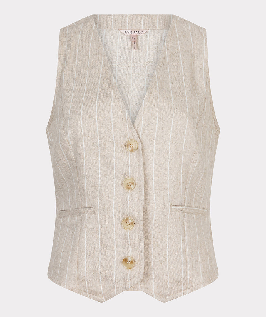 17006 Striped Linen Gilet