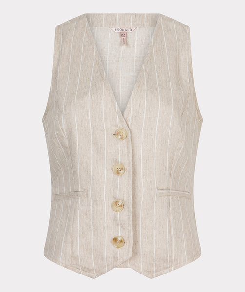 17006 Striped Linen Gilet