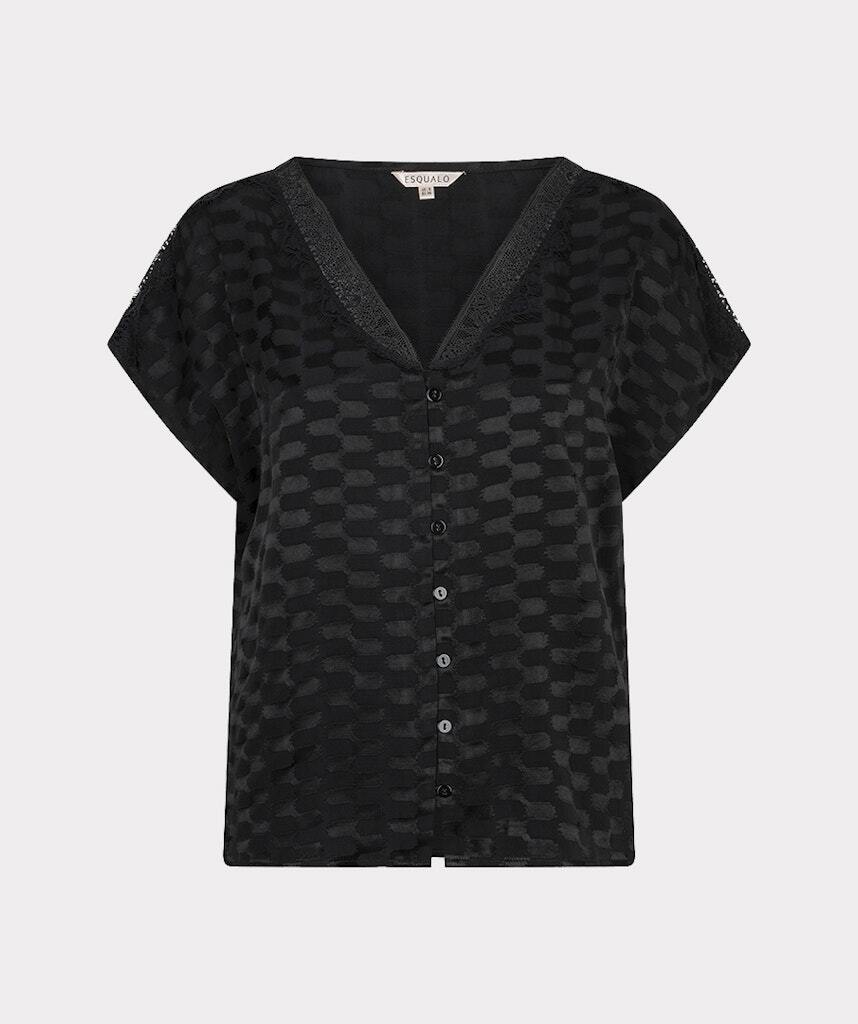 Esqualo Sleeveless Satin Jacquard Blouse