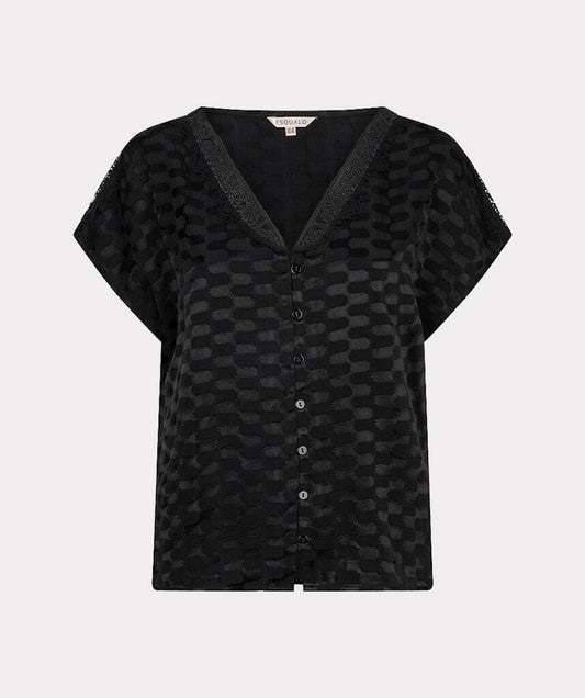 Esqualo Sleeveless Satin Jacquard Blouse