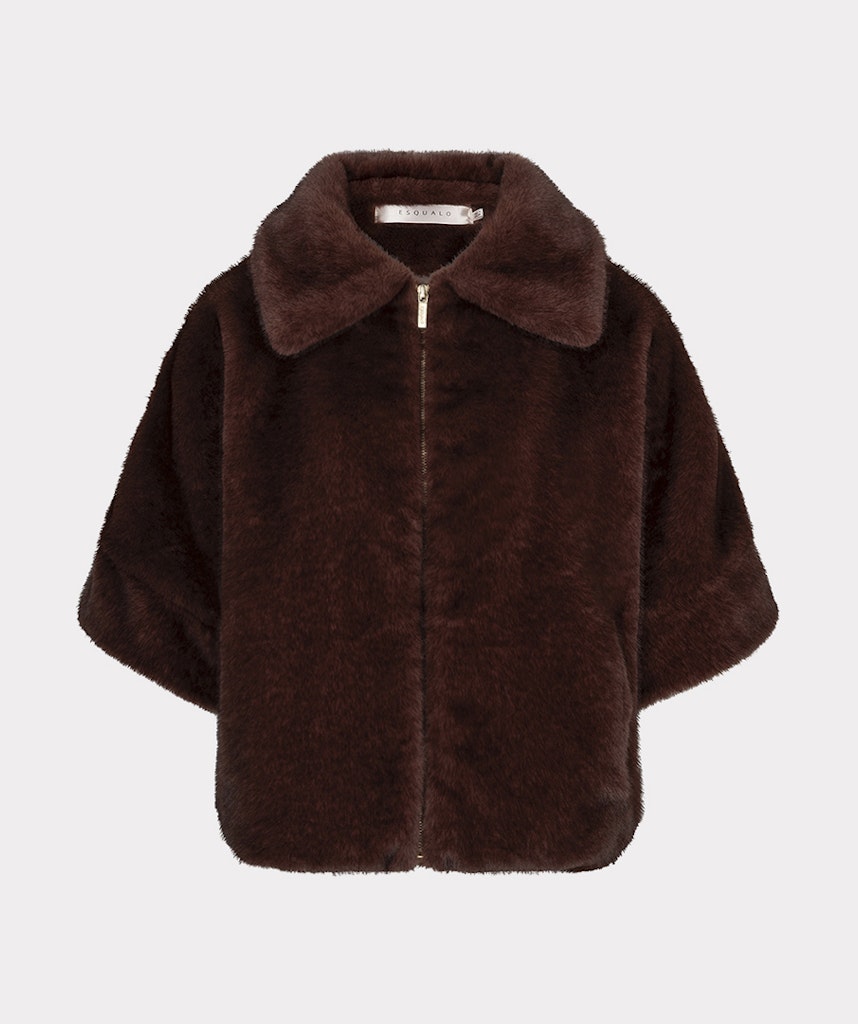 Esqualo Fake Fur Poncho Coat - Colour Options