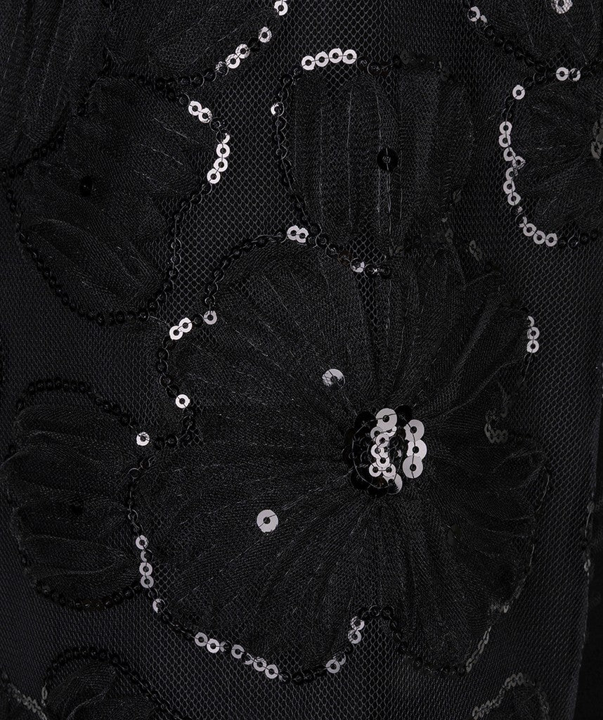 Esqualo Flower Mesh Sleeve Sweater