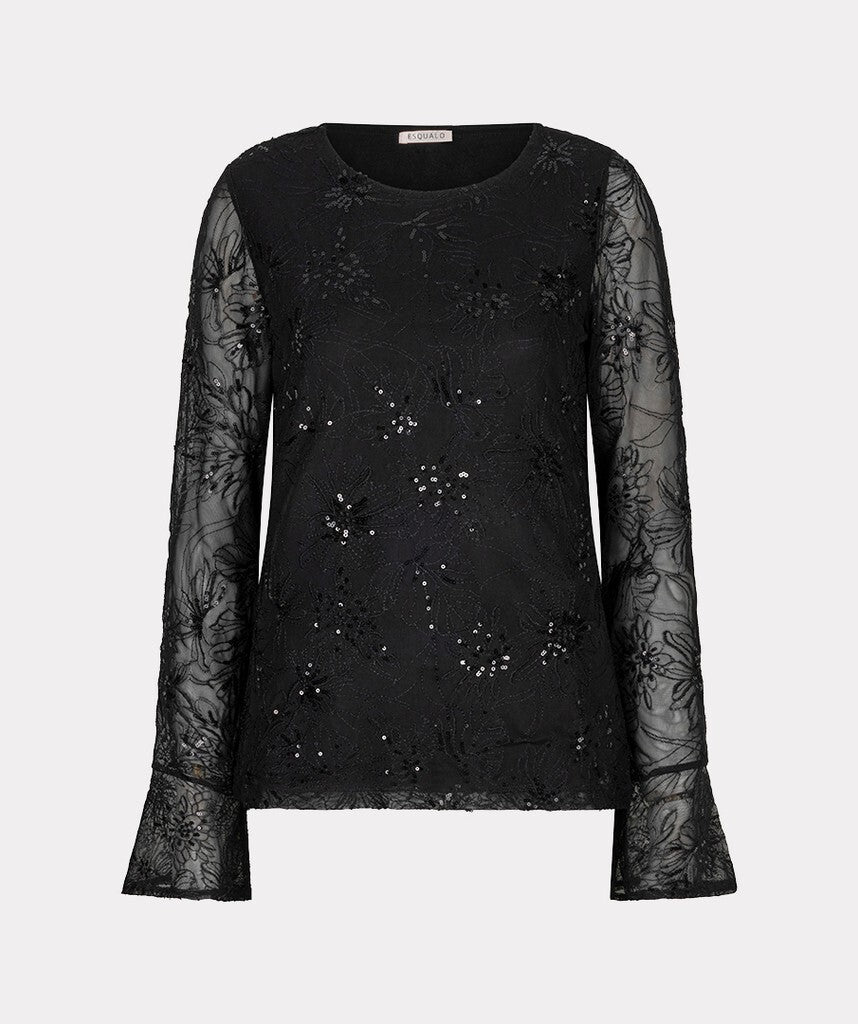 Esqualo Mesh Embroidery Sequin Top