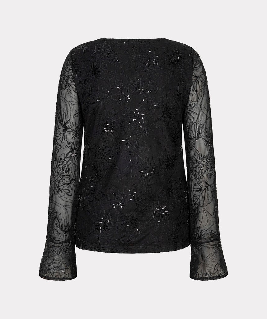 Esqualo Mesh Embroidery Sequin Top