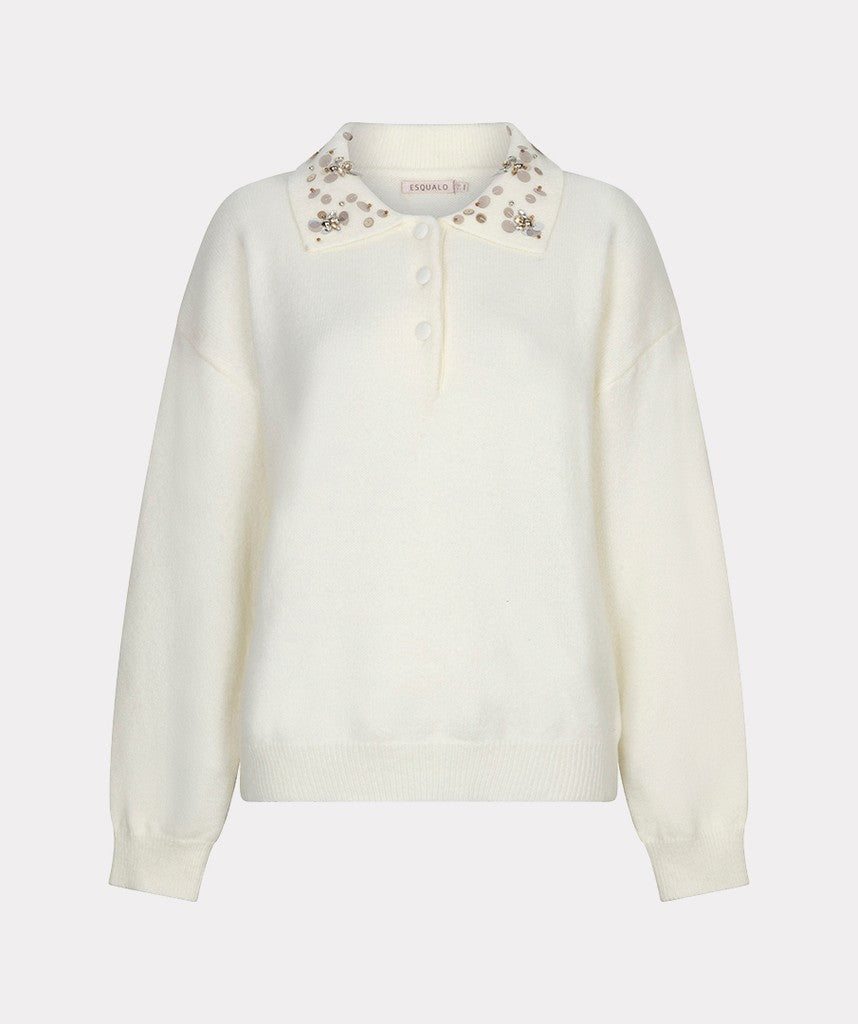 Esqualo Beaded Collar Sweater