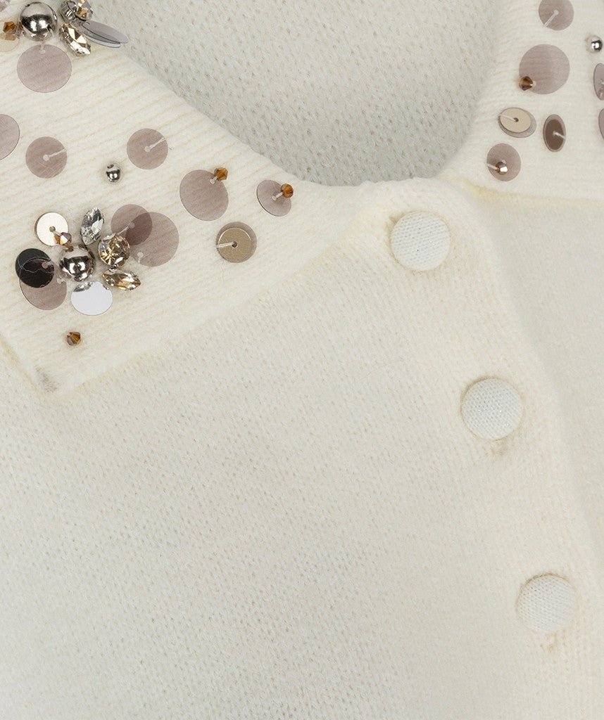 Esqualo Beaded Collar Sweater