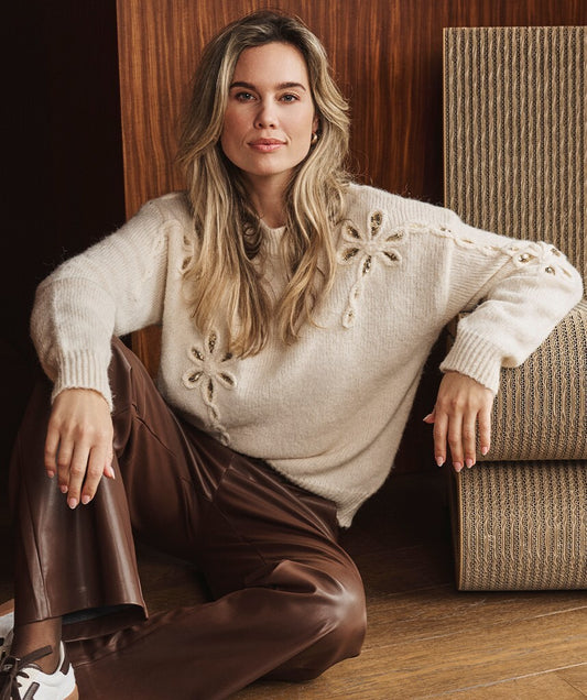 Esqualo Sequin Flower Sweater