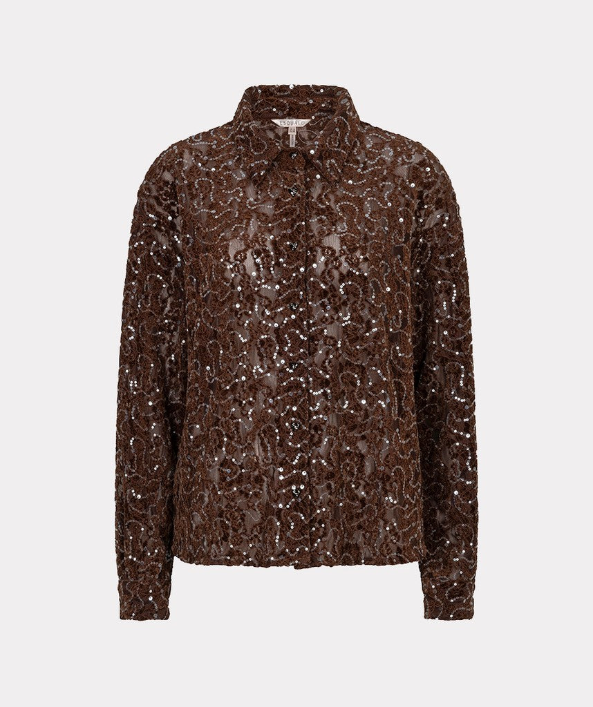 Esqualo Short Velvet Sequin Lace Blouse