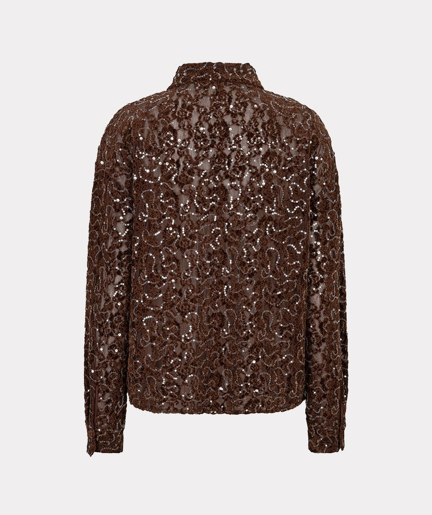 Esqualo Short Velvet Sequin Lace Blouse
