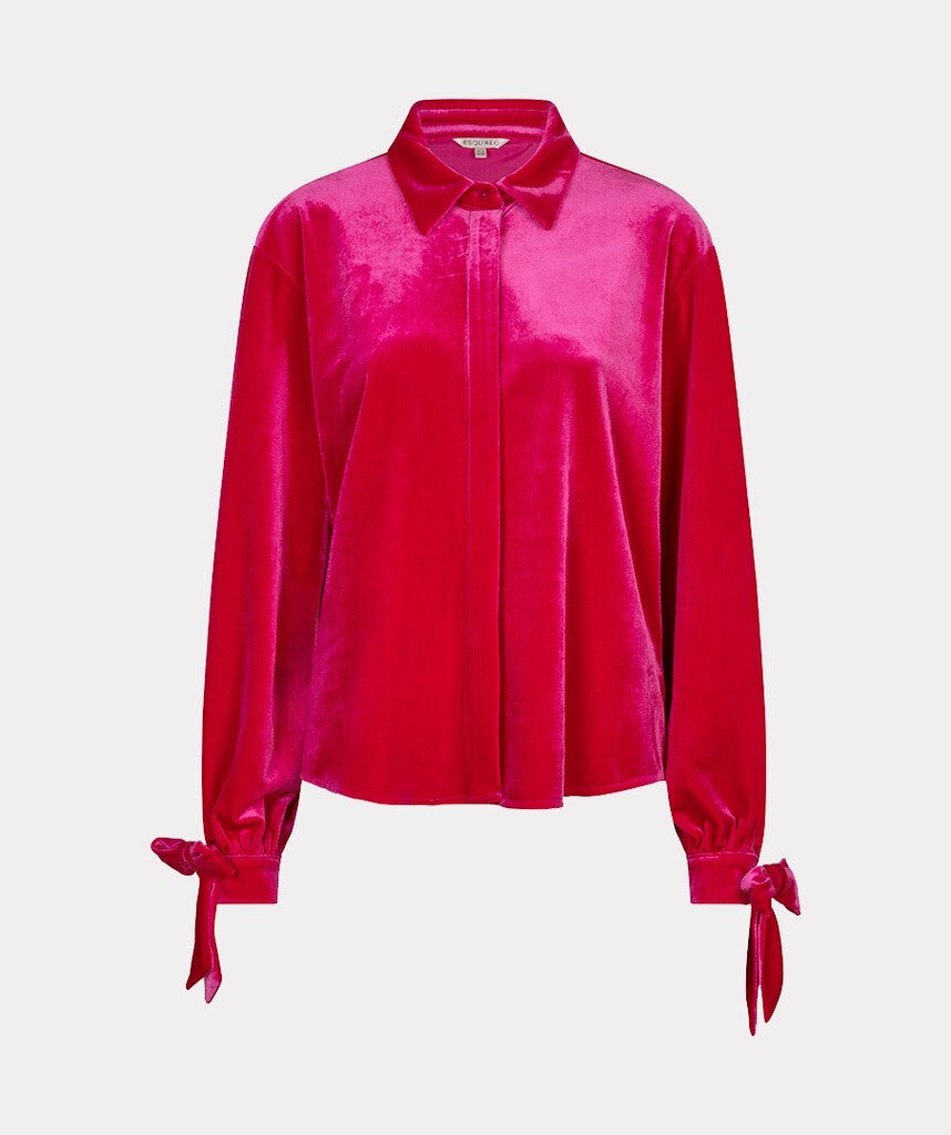 Esqualo Bow Cuff Velvet Blouse