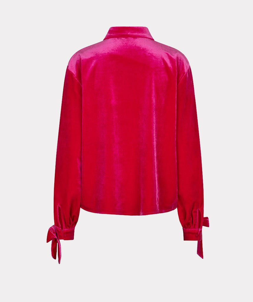Esqualo Bow Cuff Velvet Blouse