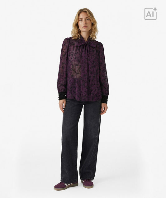 Esqualo Bow Flock Blouse