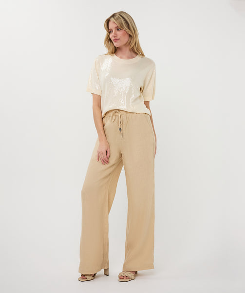 EsQualo Short Sleeve Sequin Sweater - Colour Options