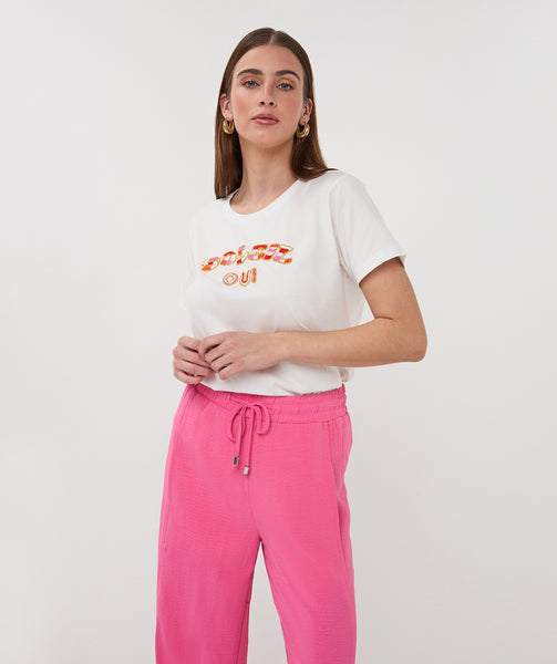 EsQualo 'Soleil' Beading T-Shirt
