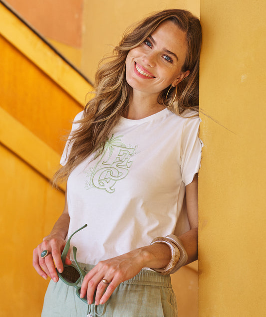 EsQualo 'Palm ESQ' Embroidery T-Shirt - Colour Options