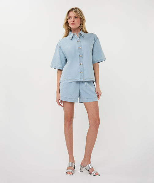 EsQualo Short Light Denim Blouse