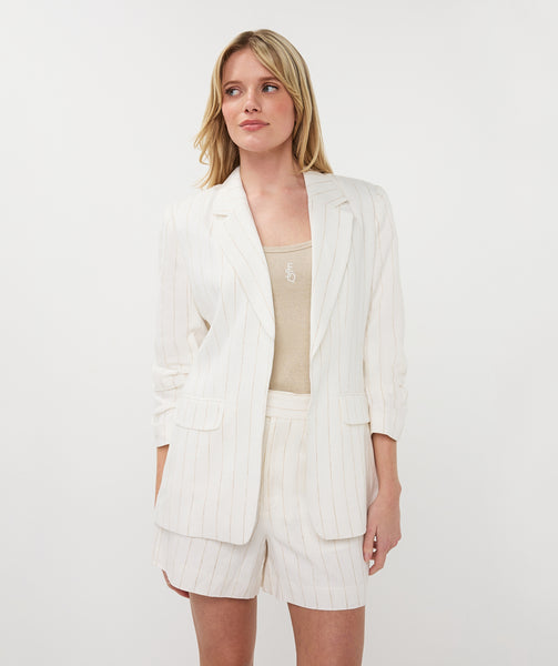 EsQualo Linen Striped Blazer
