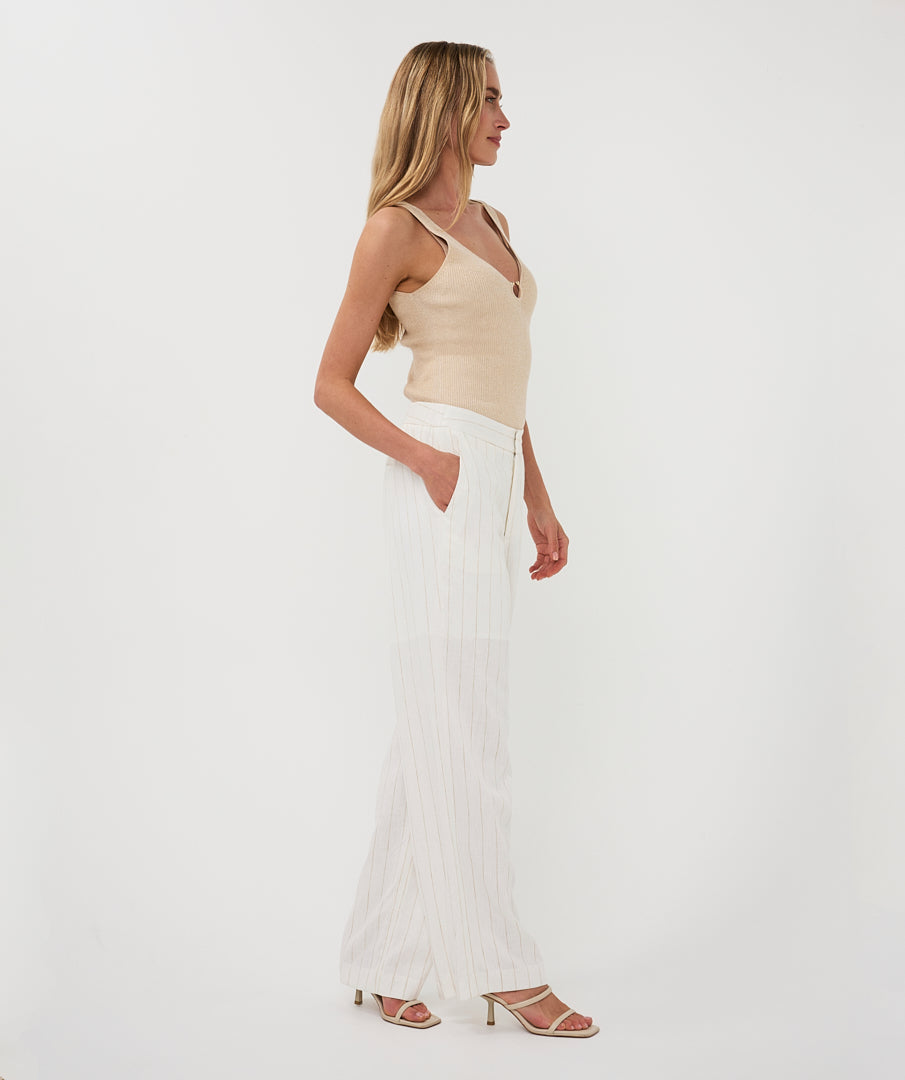 EsQualo Linen Striped Trousers