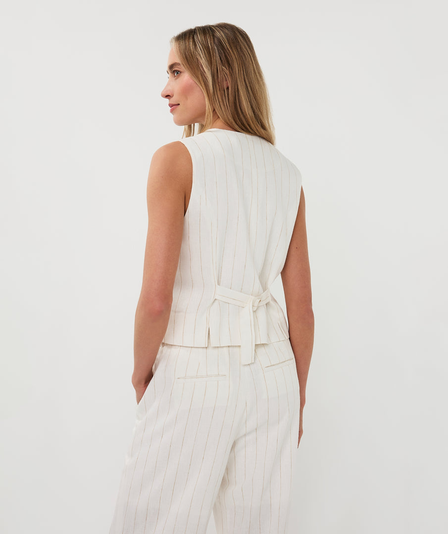 EsQualo Short Linen Striped Gilet