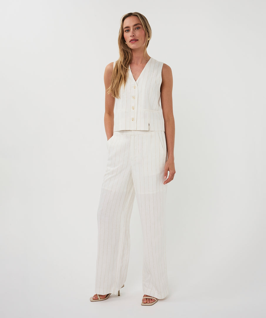 EsQualo Short Linen Striped Gilet