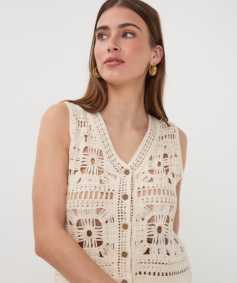 EsQualo Crochet Gilet