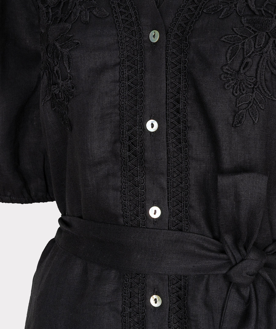 EsQualo Short Lace Linen Dress