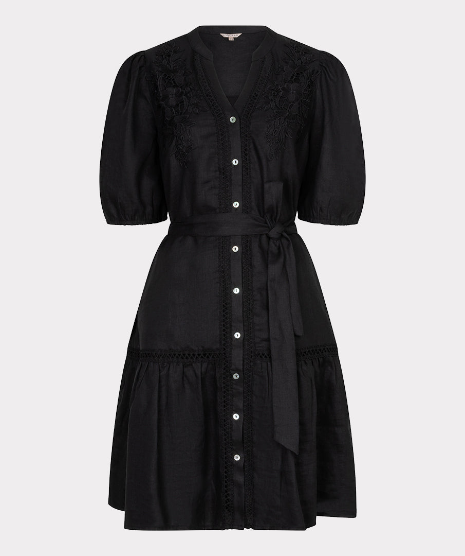 EsQualo Short Lace Linen Dress
