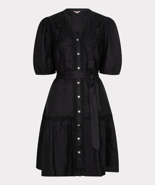 EsQualo Short Lace Linen Dress