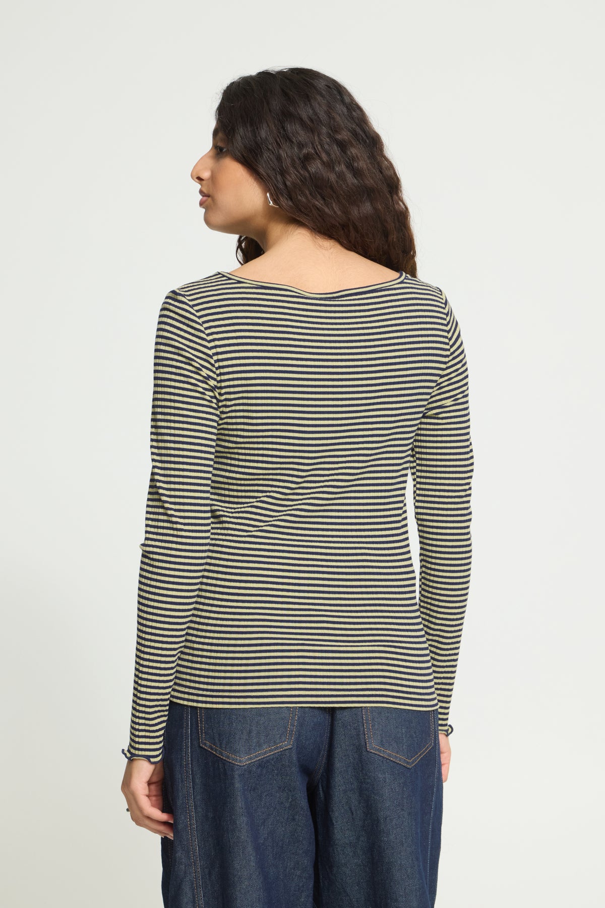 IhCella Long Sleeve Top in Leek Green and Maritime Blue