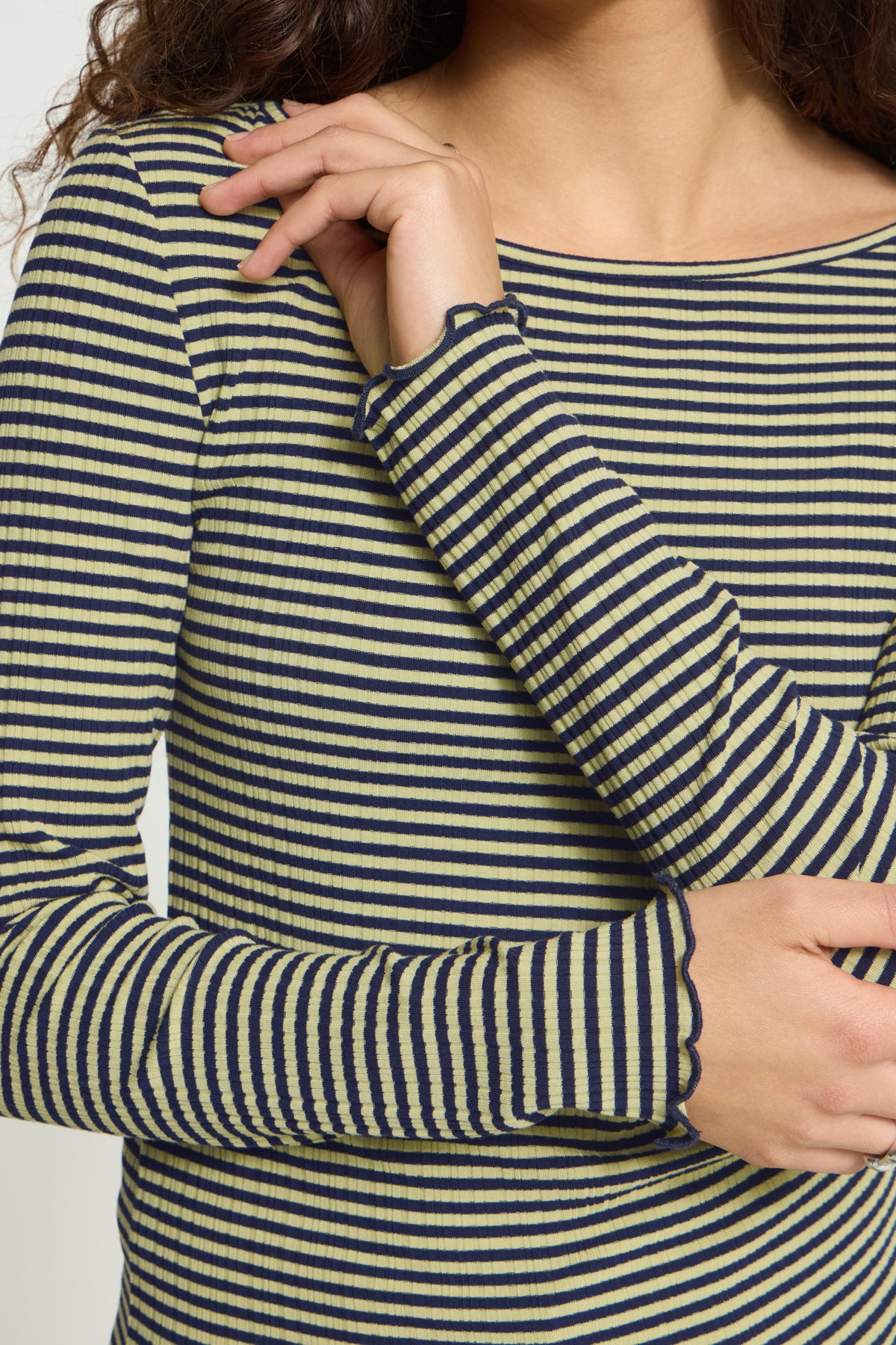 IhCella Long Sleeve Top in Leek Green and Maritime Blue