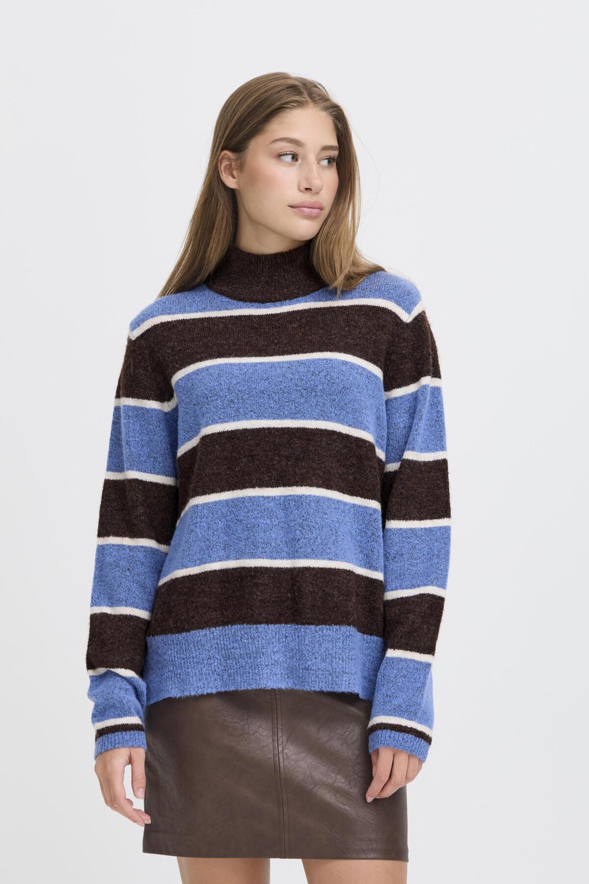 IhEdeen long sleeve pullover in Coffee Bean Stripe