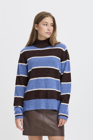 IhEdeen long sleeve pullover in Coffee Bean Stripe