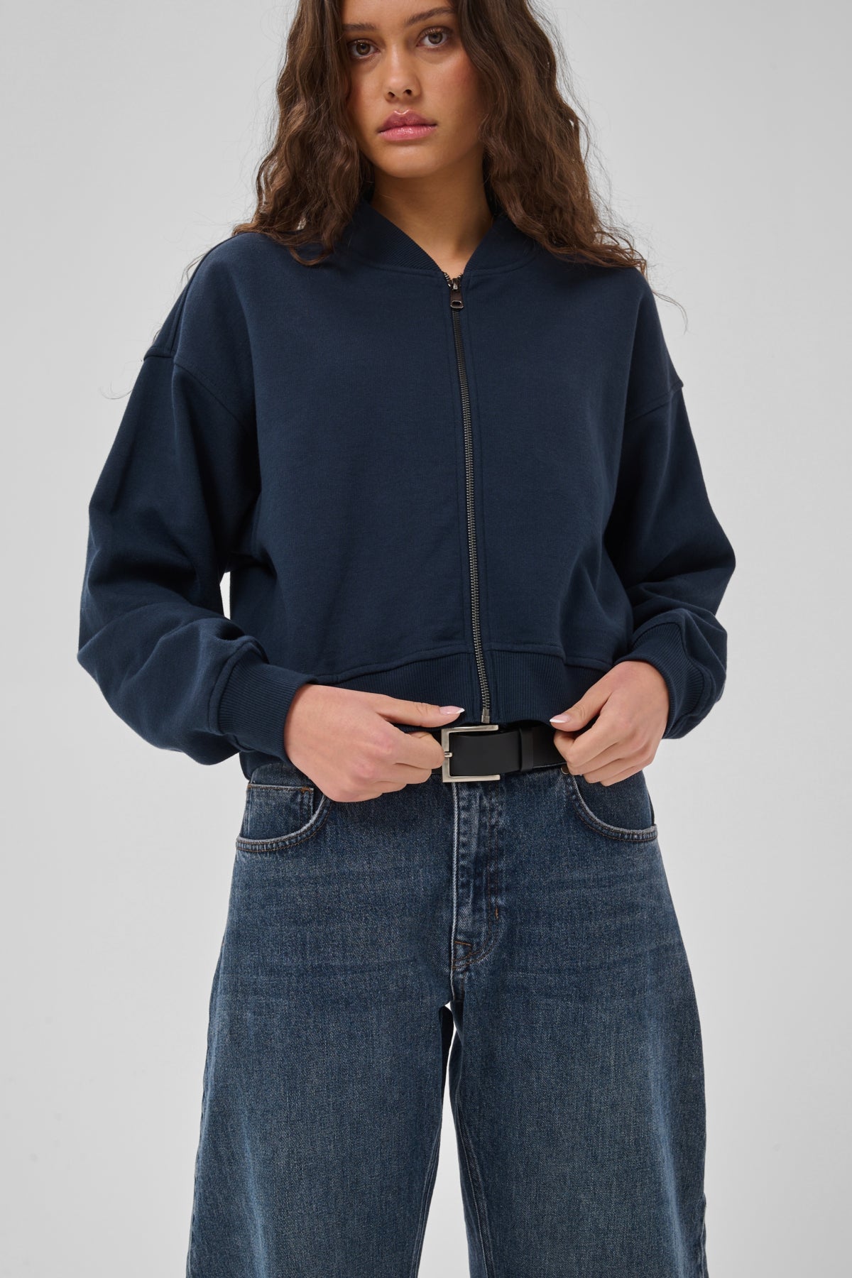MetaMW Short Sweat Jacket in Dark Sapphire Blue