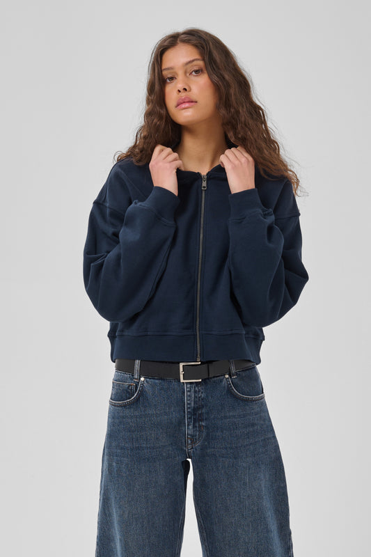 MetaMW Short Sweat Jacket in Dark Sapphire Blue