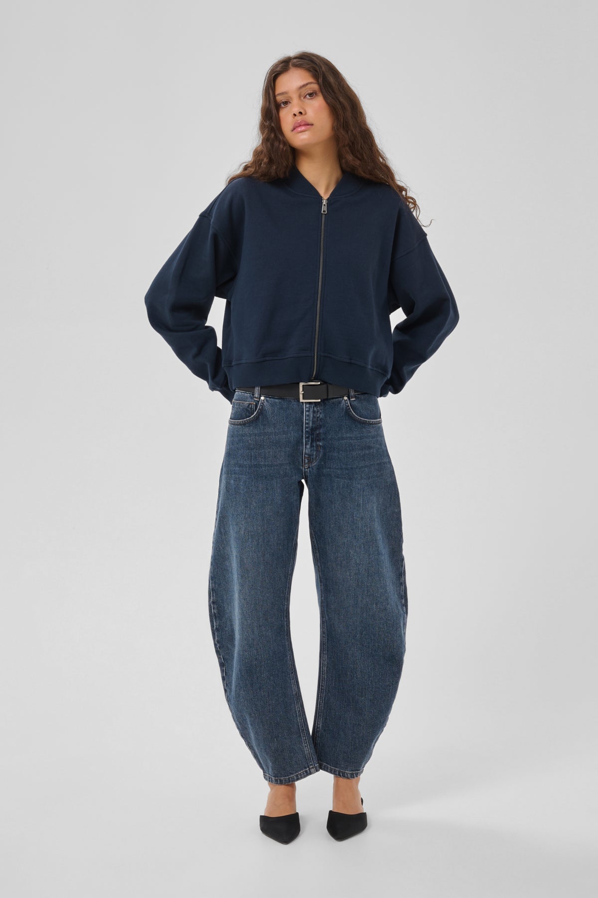 MetaMW Short Sweat Jacket in Dark Sapphire Blue