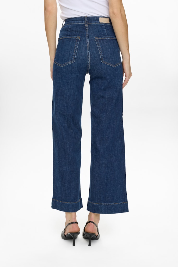 NuParis HR Wide Leg Jeans in Dark Blue Denim