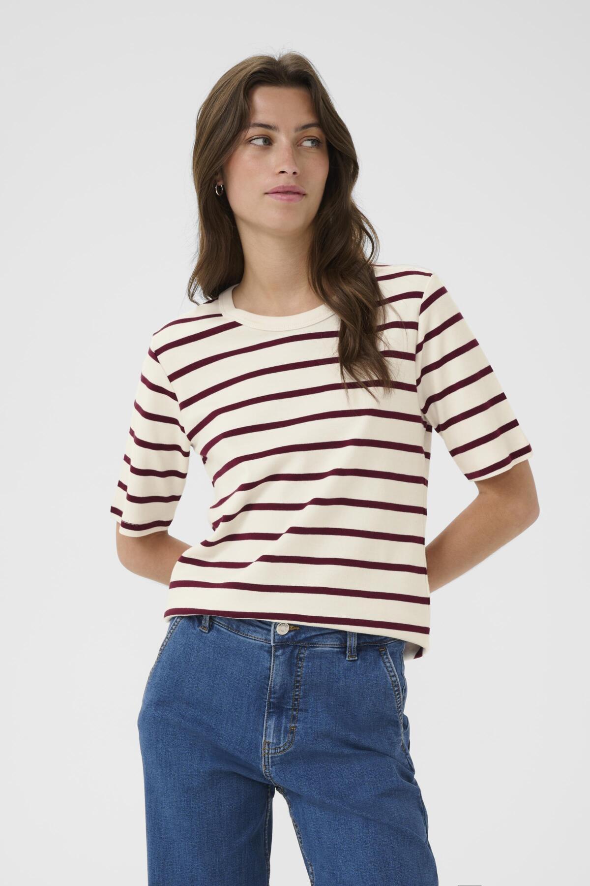 RatanaPW T-Shirt in Tawny Port Stripe