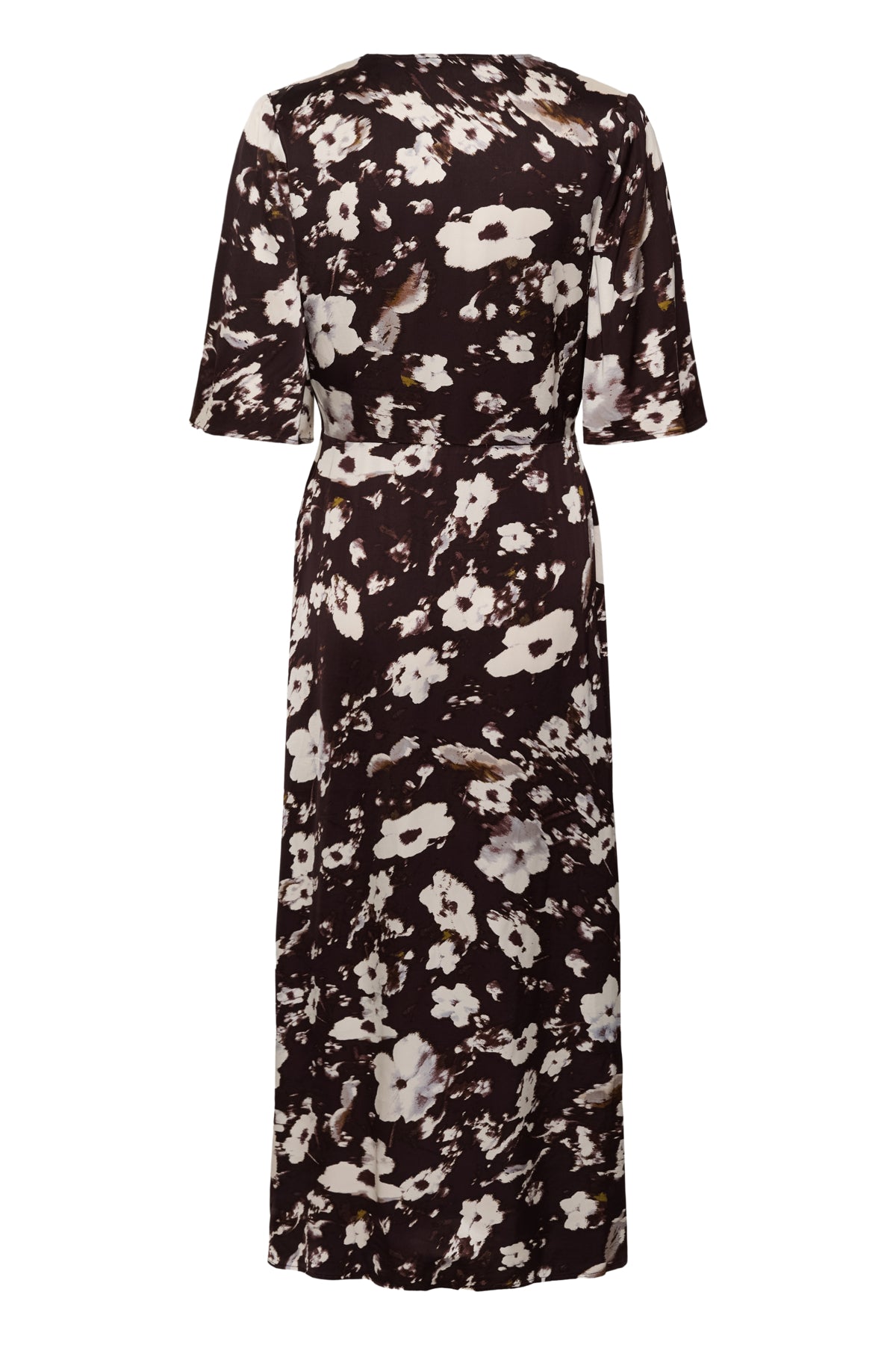 SLClero Midi Printed Dress in Brown Flower Print