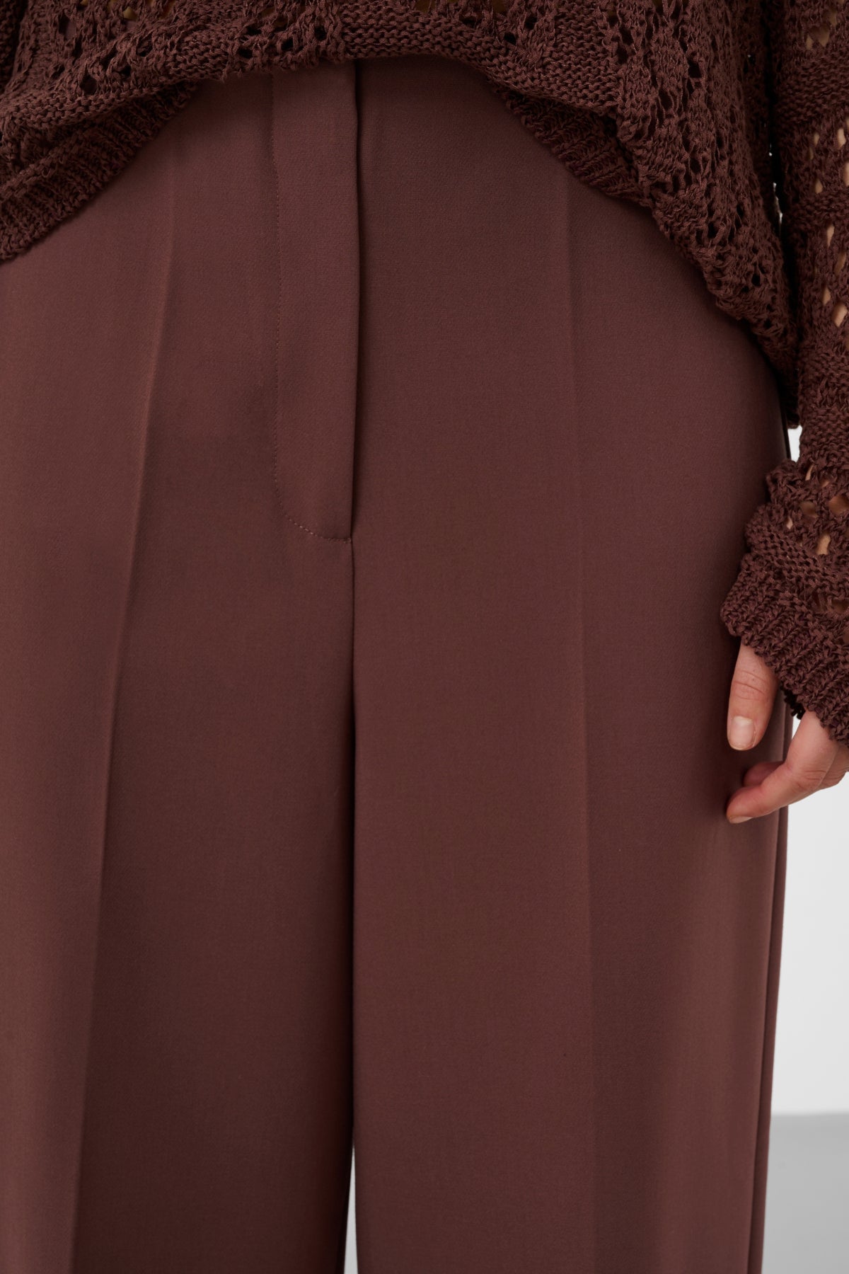 SLCorinne Wide Cropped Pants in Brown Stone