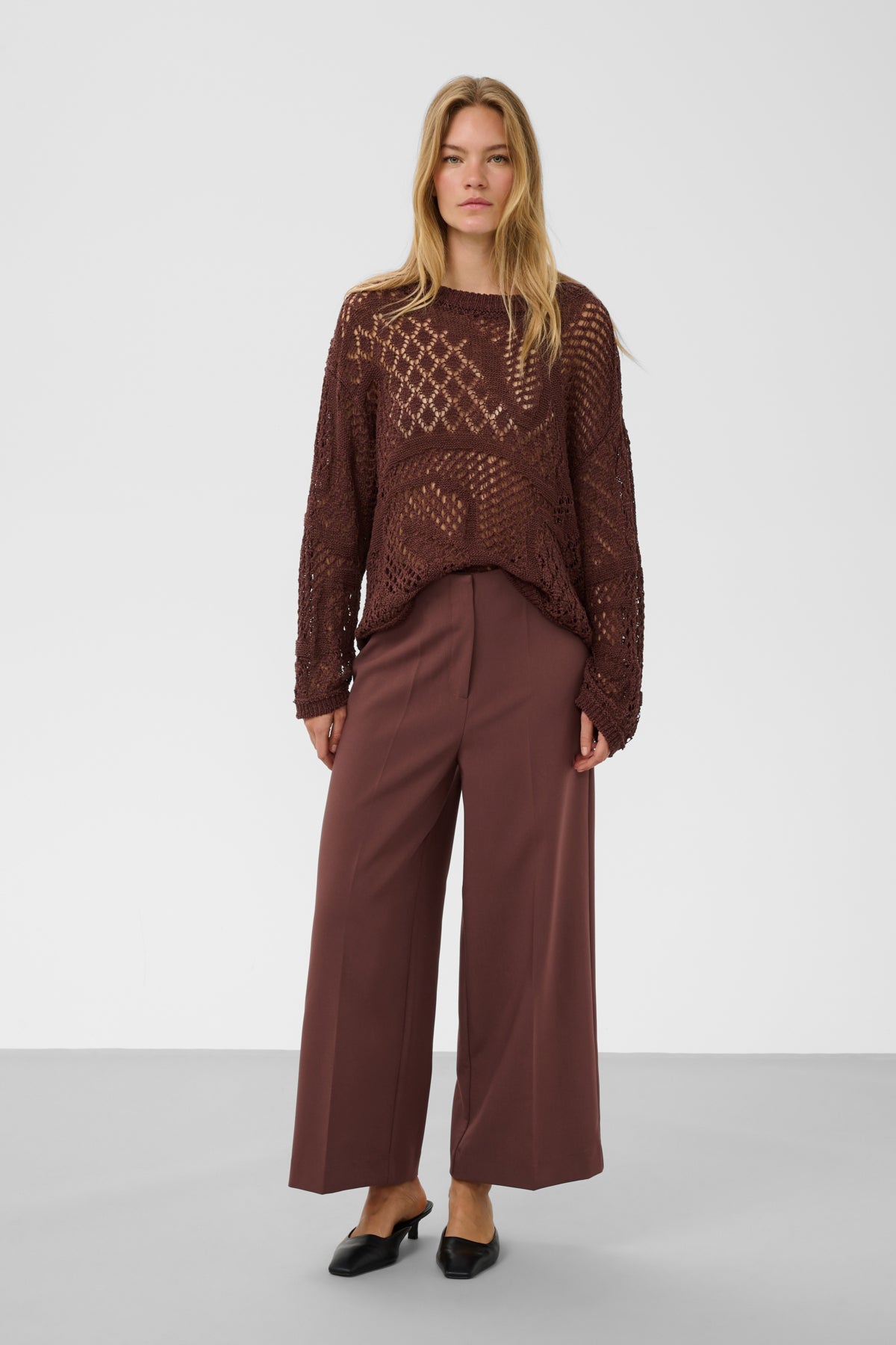 SLCorinne Wide Cropped Pants in Brown Stone