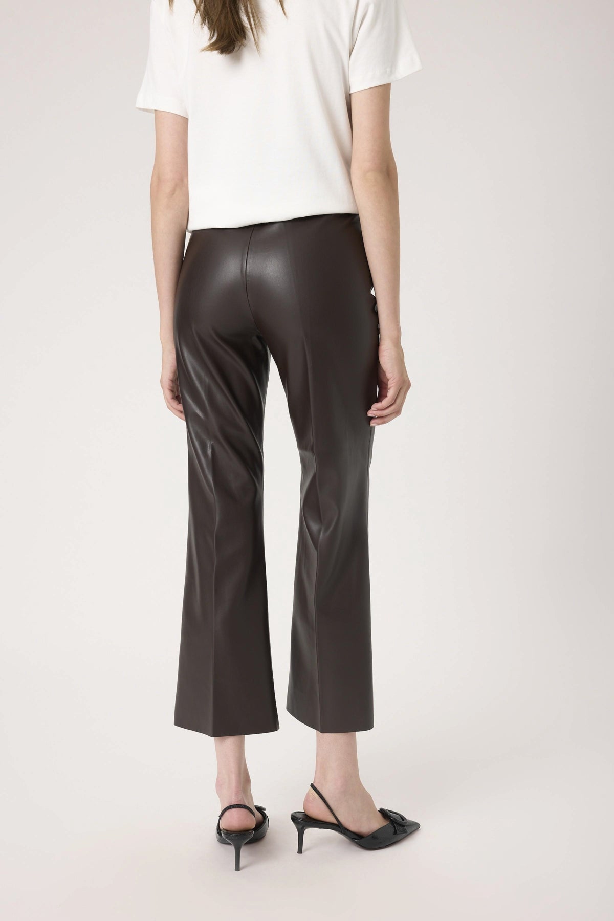 SLKaylee PU Kickflare Pants in Chocolate Torte