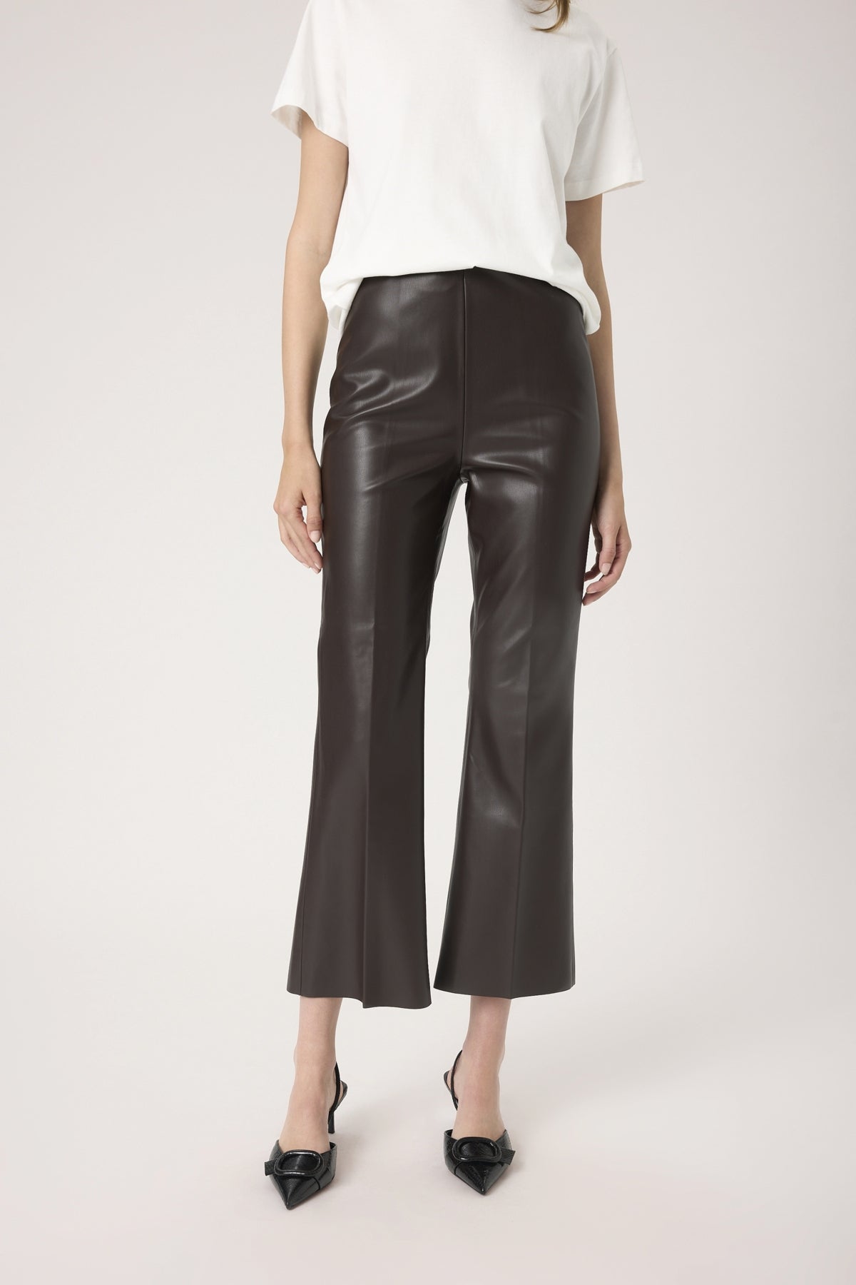 SLKaylee PU Kickflare Pants in Chocolate Torte