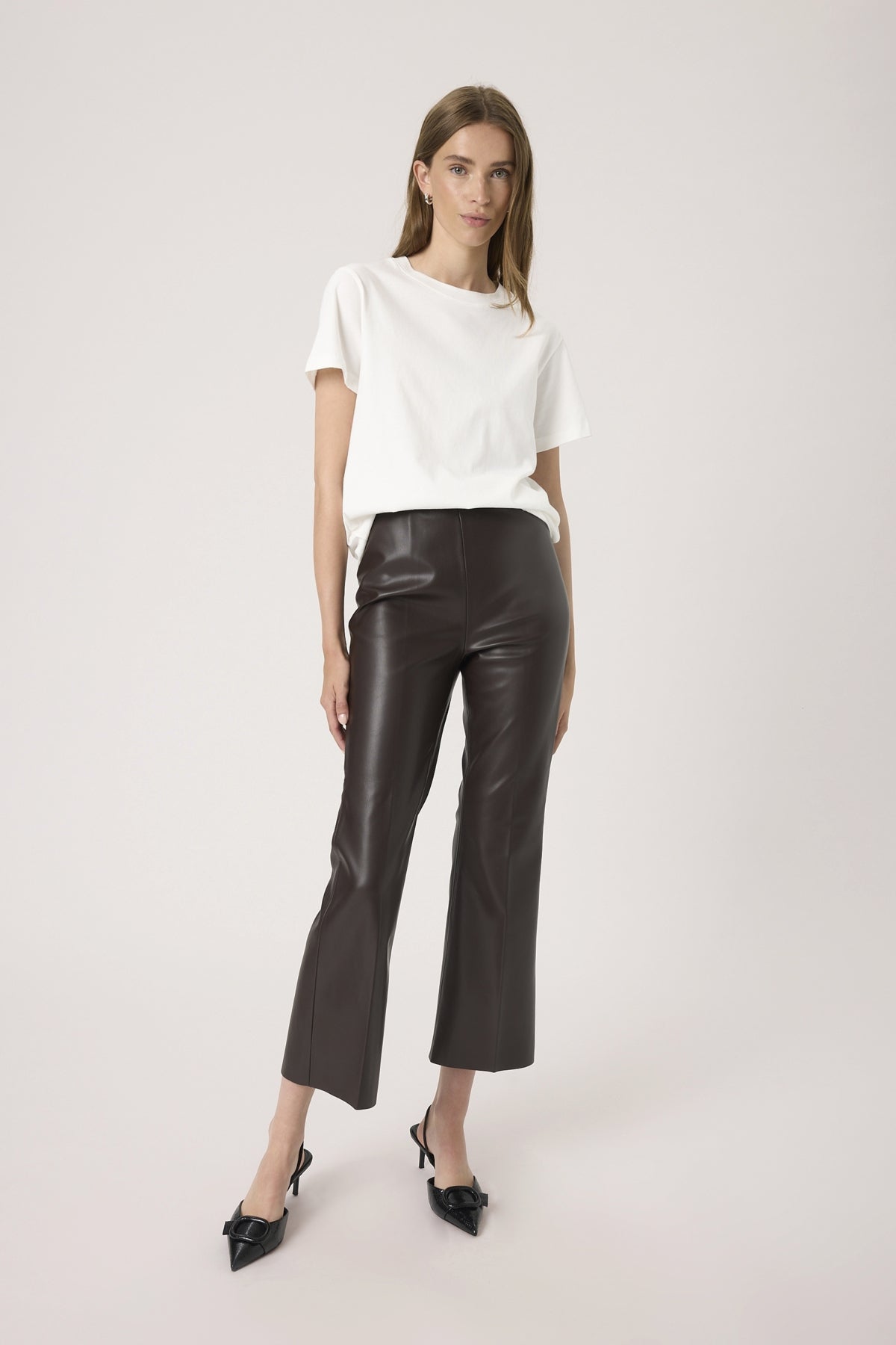 SLKaylee PU Kickflare Pants in Chocolate Torte