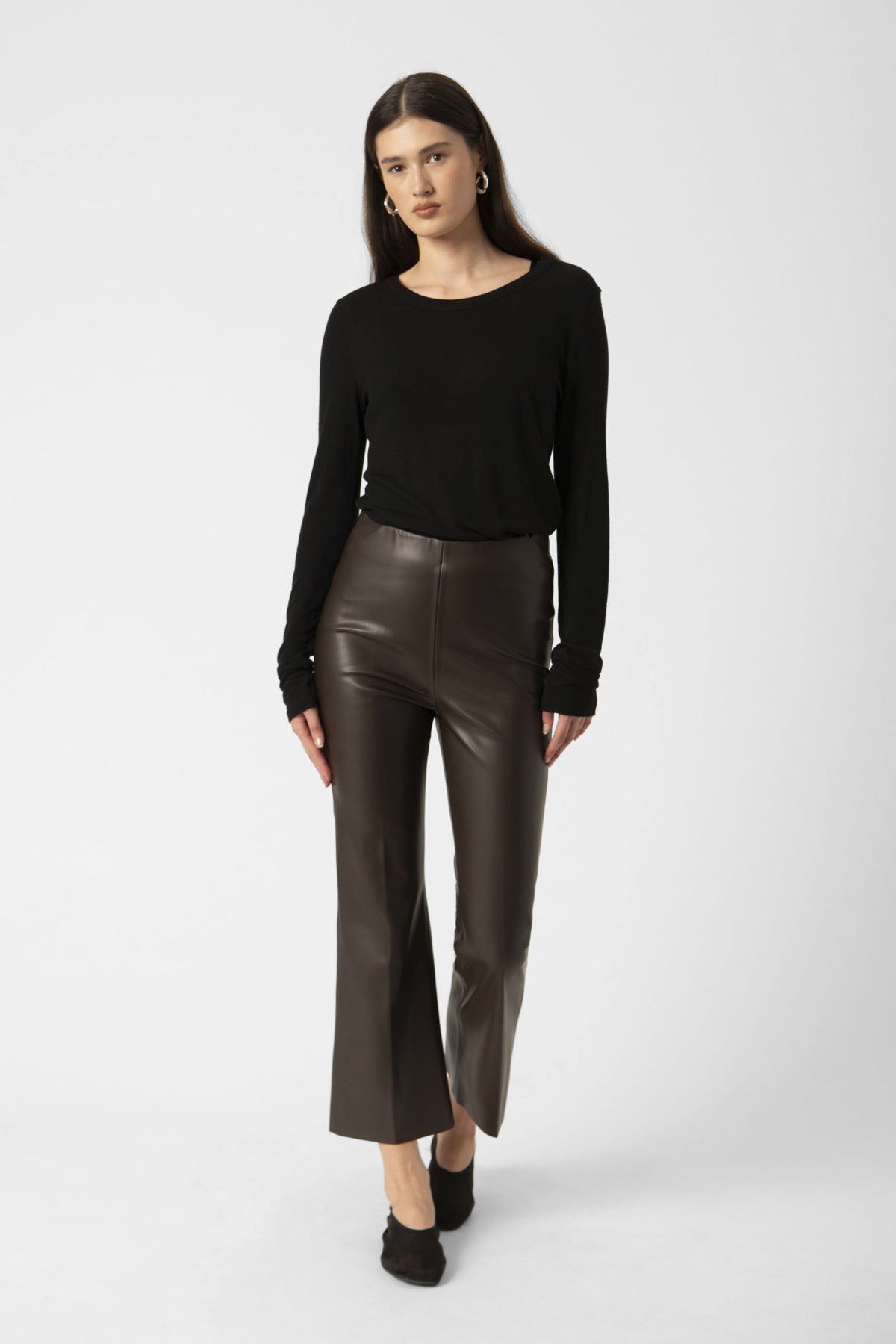 SLKaylee PU Kickflare Pants in Chocolate Torte