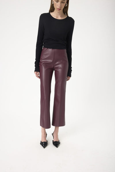 SLKaylee PU Kickflare Pants in Winetasting
