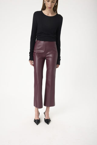 SLKaylee PU Kickflare Pants in Winetasting